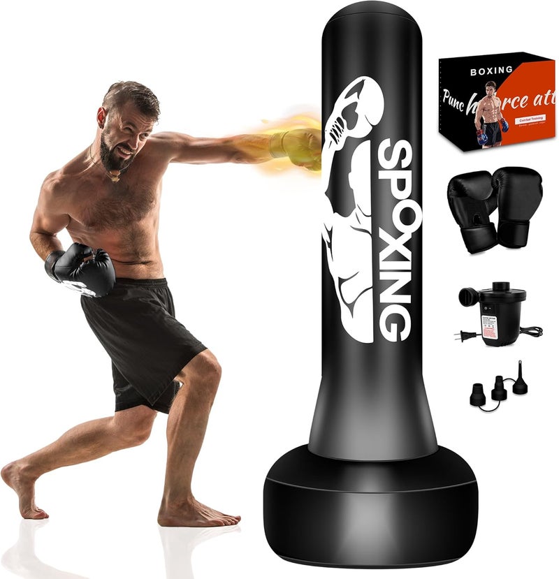 Vobab Freestanding Punching Bags for Adults Teens - 70" Heavy Bag with Stand Men Standing Boxing Inflatable Kickboxing Training MMA Muay Thai Fitness - Image 1